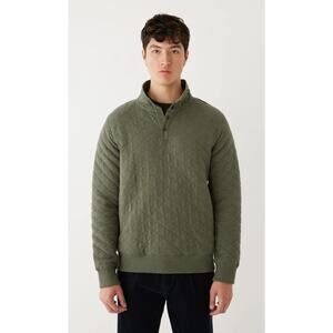 Frank & Oak Quilted Pop Over in Olive Green Mens Size XL New Sweater Pullover